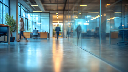 Wall Mural - Abstract blur image of Business people walking at modern hallway with bokeh for background usage