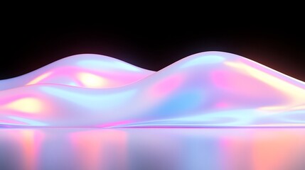 Poster - Shimmering Abstract Landscape with Soft Colorful Waves on a Black Background for Modern Design Projects