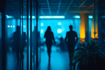 Wall Mural - Abstract blur image of Business people walking at modern hallway with bokeh for background usage