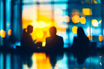 Wall Mural - abstract blur image of business people walking at modern hallway with bokeh for background usage