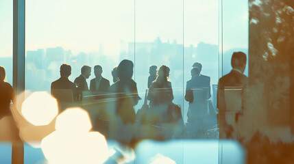 Wall Mural - abstract blur image of business people walking at modern hallway with bokeh for background usage