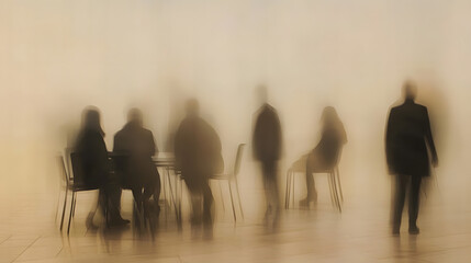 Wall Mural - abstract blur image of business people walking at modern hallway with bokeh for background usage