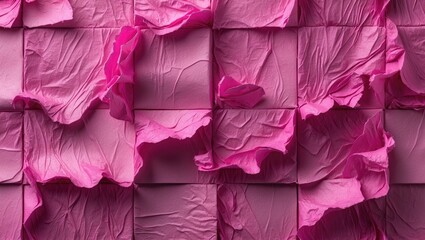 Poster - Textured pink paper background with crumpled elements, seamless design suitable for various creative applications and high-quality printing.