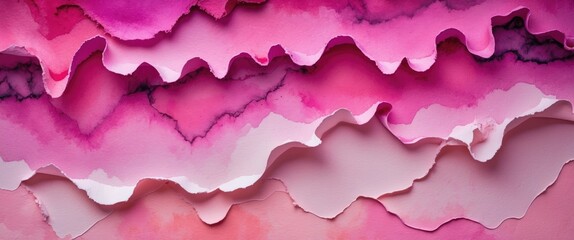 Poster - Elegant pink gradient watercolor background with layered textures for creative decoration and design projects. Ideal for artistic applications.