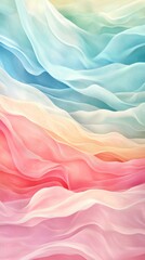 Aufkleber - Abstract pastel colored waves in soft blue, pink, and cream tones. Artistic flowing fabric texture. Modern art and elegance concept