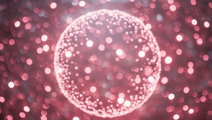 Poster - Elegant pink bokeh light background with circular patterns creating a dreamy and soft atmosphere suitable for celebrations and festive designs.