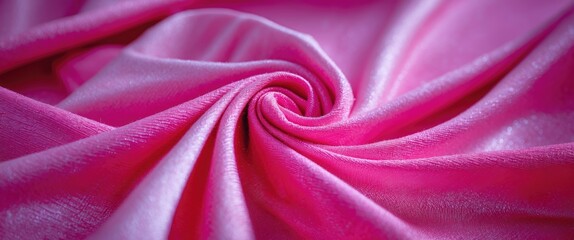 Poster - Vibrant pink fabric texture with smooth satin appearance and soft blur effect ideal for textiles and fashion backgrounds