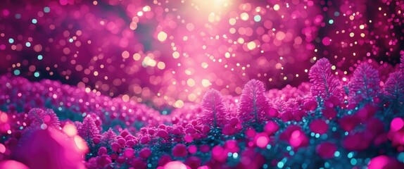 Poster - Vibrant pink and blue bokeh abstract background with dreamy light effects for creative design and artistic projects.