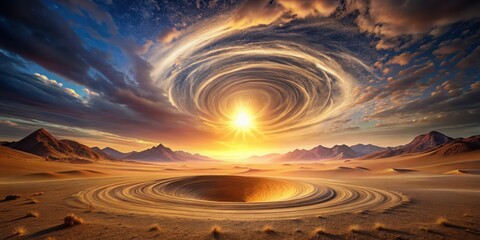 Wall Mural - powerful energy vortex in a desert landscape at sunset, landscape, power, landscape, power, natural 