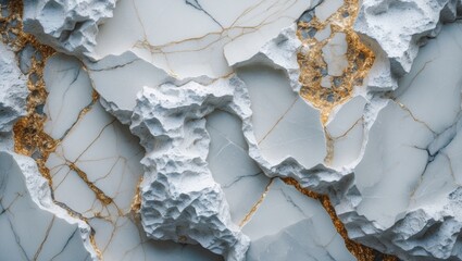 Poster - Elegant white marble texture with striking natural patterns and golden veins showcasing a polished stone surface ideal for upscale designs.