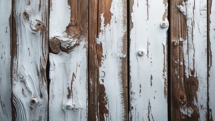 Poster - Vintage wooden planks with white paint and natural wood texture for rustic backgrounds and design elements in photography and graphic design.