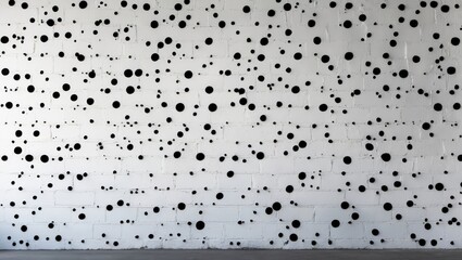 Poster - Abstract black spotted wall texture on white background ideal for creative projects and versatile design applications.
