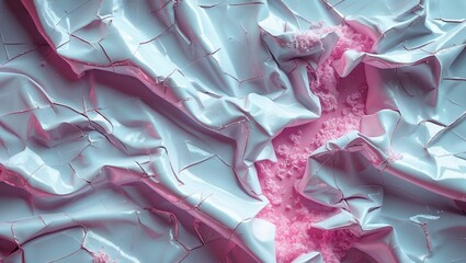 Poster - Crinkled glossy poster texture with pink accents and intricate details suitable for backgrounds or creative designs.
