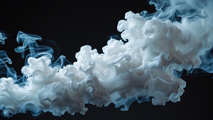 Aufkleber - White Smoke Abstract Swirls on Dark Background for Artistic and Creative Designs