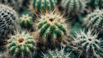 Poster - cactus cluster close-up natural texture with empty space for overlay text and design elements