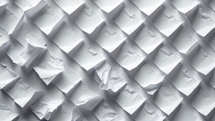 Poster - Crumpled white paper texture background with seamless tile pattern for creative design projects and digital applications.