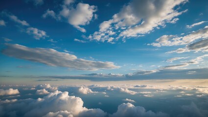Poster - Clear Blue Sky with Soft Clouds and Expansive Copy Space for Text or Design Elements