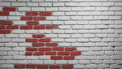 Poster - Textured white and red brick wall background design featuring a modern urban aesthetic for creative projects and advertising use.