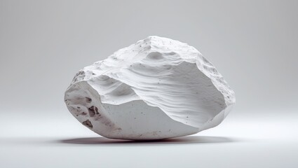 Poster - Large white stone with textured surface isolated on a clean white background for minimalist design or natural element compositions.