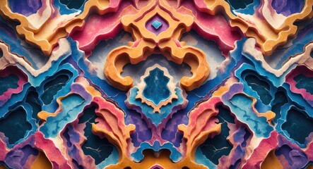 Poster - colorful ornate marble pattern background with intricate designs and vibrant hues for artistic and d
