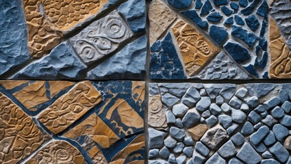 Poster - textured stone surface with intricate patterns in varying colors creating an artistic background for