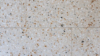 Poster - Terrazzo flooring texture featuring natural stone chips in a white background for modern interior design applications.