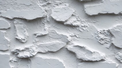 Poster - Rough white wall texture with irregular surface details highlighting unique paint application and depth for design inspiration or background use.