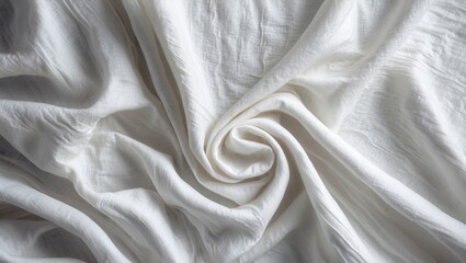 Poster - Elegant white silk fabric with soft folds creating a luxurious, textured abstract background for design and artistic projects.