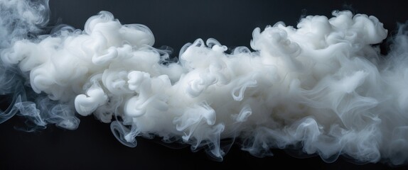 Poster - white swirling smoke on a black background creating an ethereal overlay texture for artistic and des