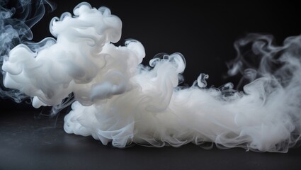 Poster - Abstract white smoke swirling against a dark background creating a mesmerizing and ethereal visual effect for design purposes.