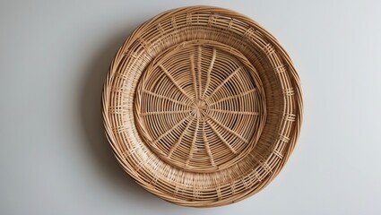 Poster - Wicker Plate Isolated On White Background Ideal For Decorative Use With Space Available For Custom Text Or Branding