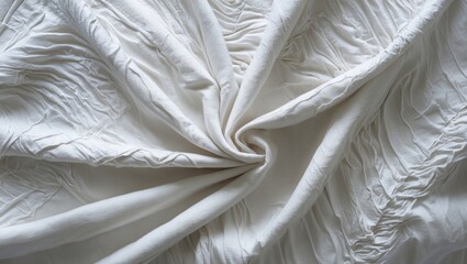Poster - Wrinkled white fabric texture perfect for backgrounds in design and photography projects. Elegant and versatile textile surface for creative use.