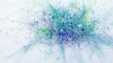Poster - Abstract network data visualization; global connections; white background; technology concept; website banner