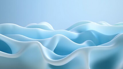 Poster - Soft Blue Waves on a Calm Surface with Fluid Motion in a Serene Background for Abstract Design and Art