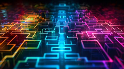 Poster - Digital technology background. Square shapes background. Futuristic technology. Abstract Technology Network. Design digital technology. Artificial intelligence. Big data technology