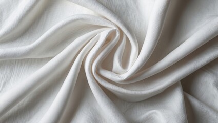 Poster - Elegant white polyester fabric texture with soft wrinkles perfect for backgrounds and textile designs.