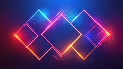 Poster - Abstract neon glowing cubes background. Abstract Digital Cubes . Abstract background. Abstract futuristic. Digital art illustration. Futuristic technology. Digital technology. High Tech. Copy space