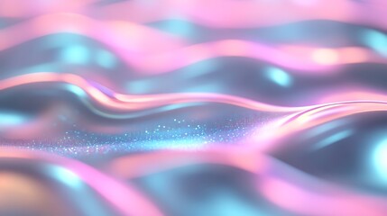 Poster - Soft Flowing Waves with Iridescent Colors and Glittery Sparkles in Pastel Shades for Abstract Backgrounds
