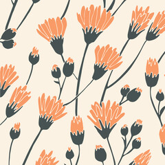 Poster - Seamless floral pattern, A bold and elegant botanical design perfect for textiles, wallpapers, and digital prints.
