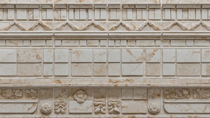 Poster - Vintage white granite tiled wall with intricate pattern and seamless texture for elegant interior design projects
