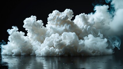 Poster - dynamic white smoke formations on dark background for abstract textures and visual effects