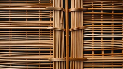 Poster - Wicker texture close-up featuring intricate patterns ideal for natural and rustic backgrounds in design and decor projects.