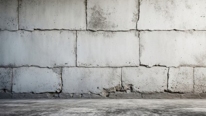 Poster - White Grunge Concrete Wall Texture for Backgrounds and Design Projects with Cracks and Weathered Appearance