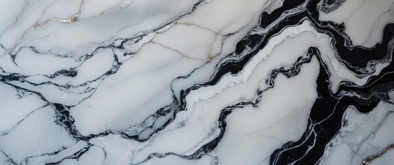 Poster - Elegant white marble surface with black and white veining pattern enhancing sophistication and style for interior design projects.