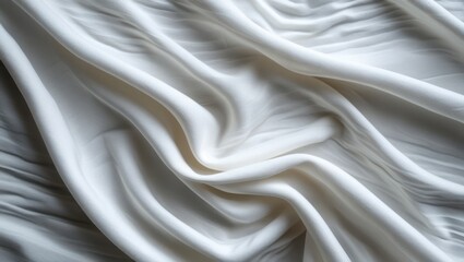 Poster - Elegant white fabric texture with flowing waves, perfect for backgrounds, textiles design, fashion or soft aesthetic themes.