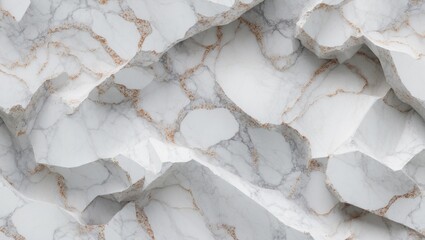 Poster - Elegant white marble texture with subtle veining in an abstract layered design ideal for backgrounds and design projects.