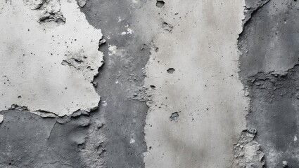 Poster - Grunge concrete texture with white and grey tones showcasing peeling layers and imperfections for background or design use.
