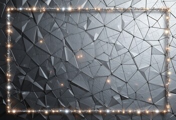 Poster - Striking Abstract Geometric Surface Illuminated by String Lights Frame
