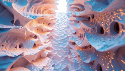 Poster - abstract paper-like texture with soft waves and light reflections in pastel colors creating a serene and ethereal background design