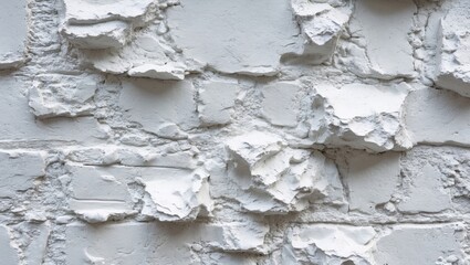 Poster - Textured white wall with rough paint on an irregular surface creating a weathered and distressed appearance for design and architectural projects.